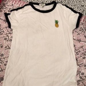 Forever 21 White and Black Tee with Pineapple